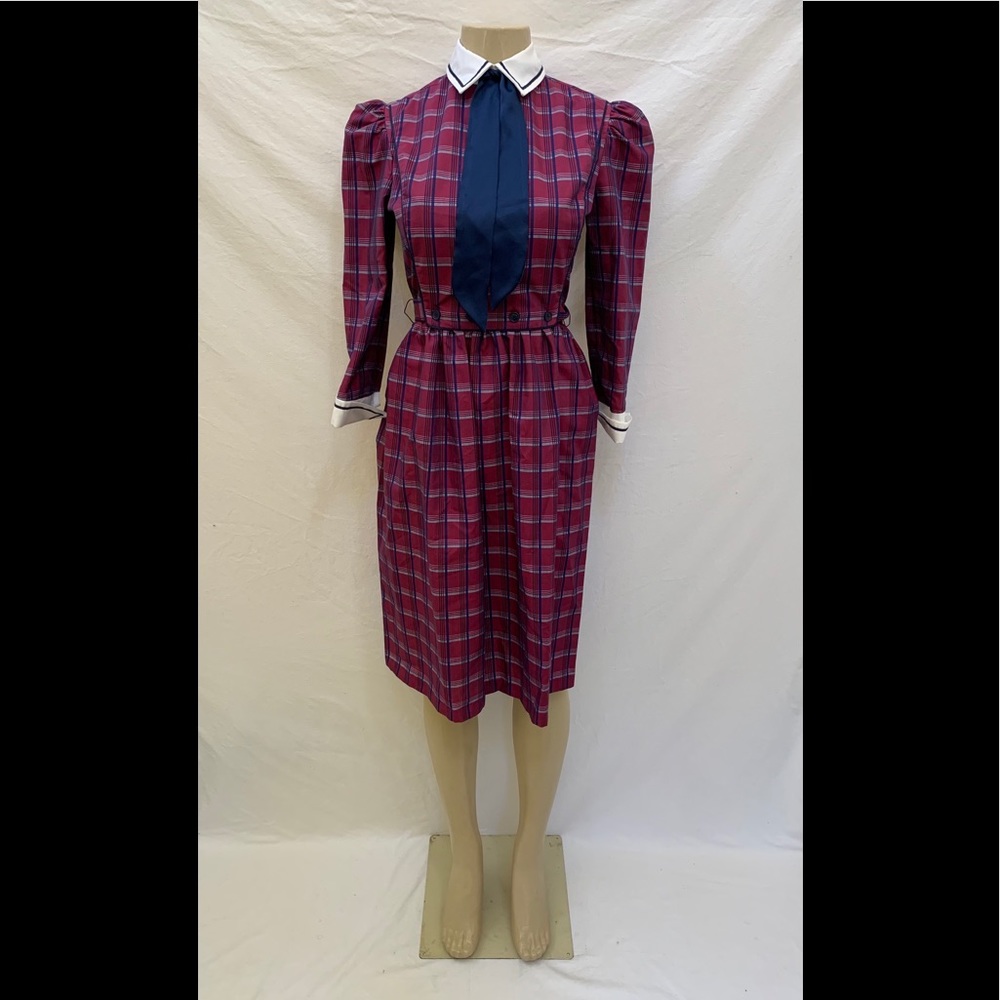 VTG ACT I Size 3-4 Plaid 3/4 Sleeve Collared Dress
